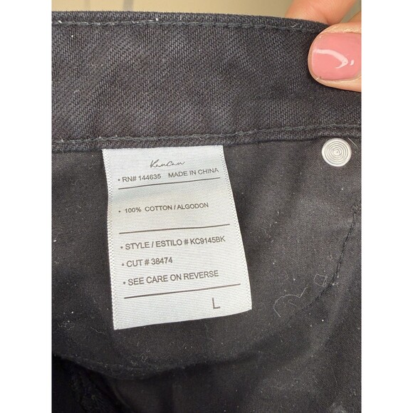 NWOT KanCan Estillo black cutoff denim shorts high rise Large distressed 31 - Picture 6 of 8